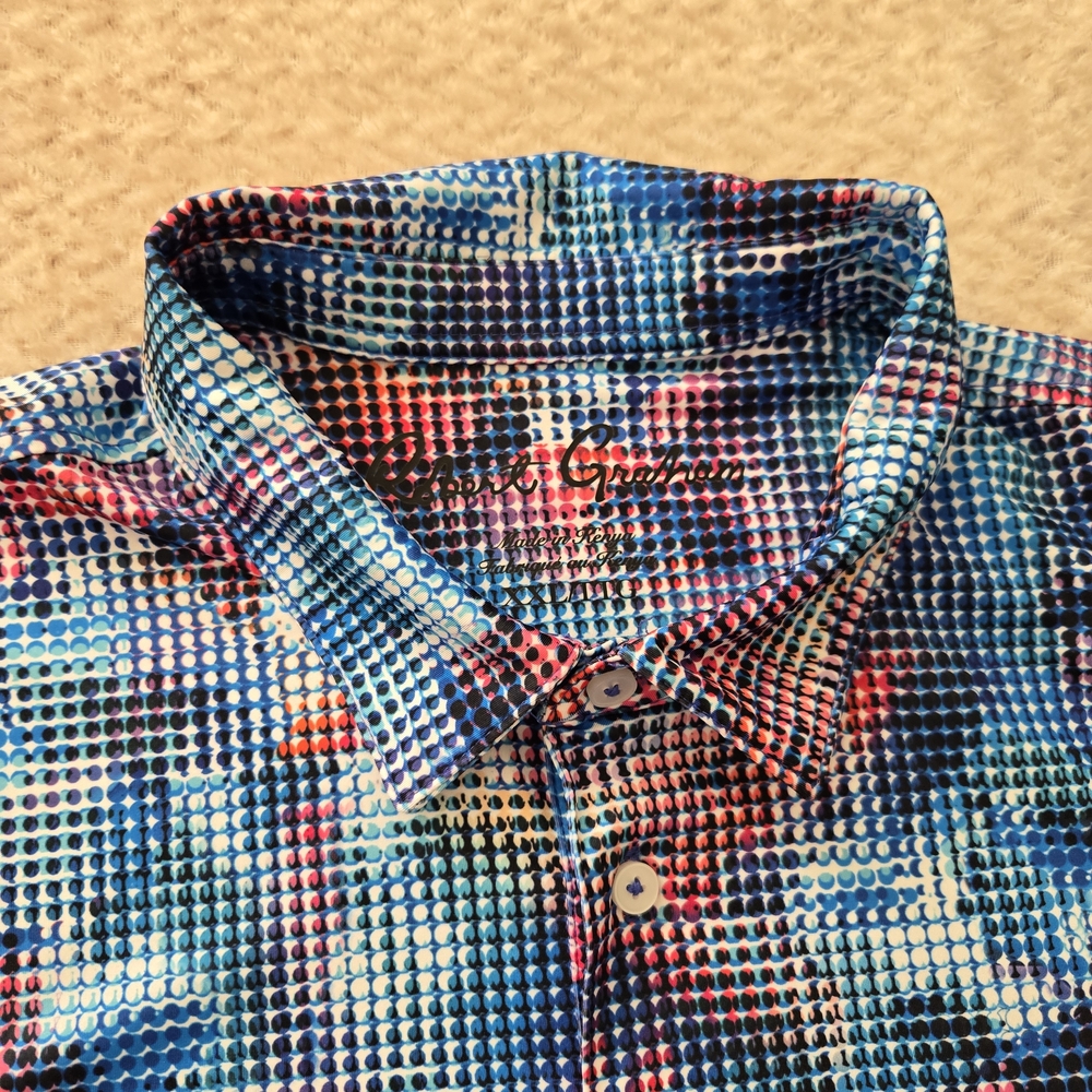 Robert Graham Golf Polo Shirt 2XL Geometric Pattern. Multicolor - Picture 6 of 13